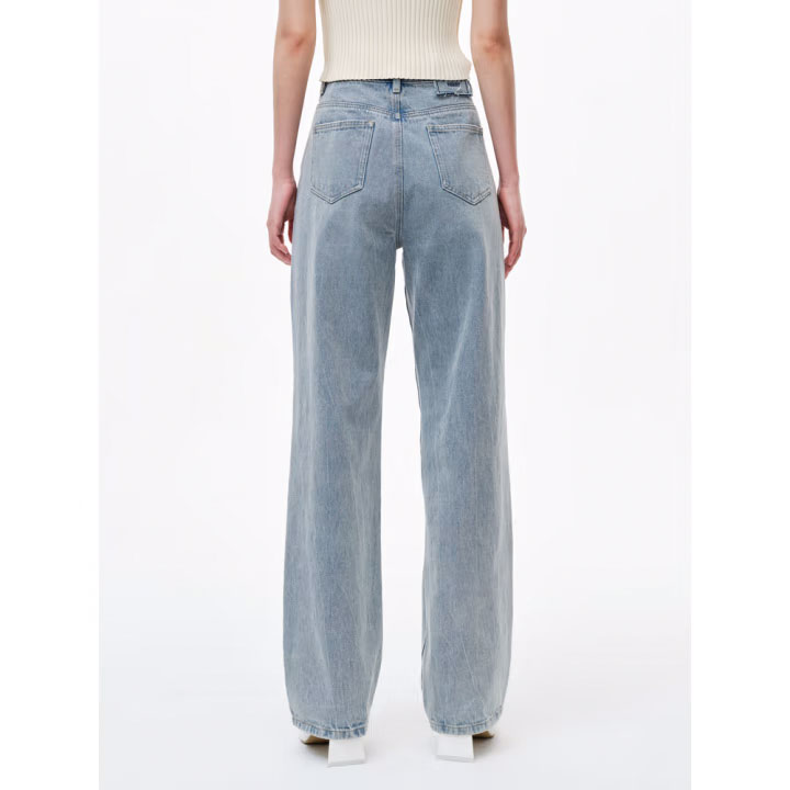 Summer new designer casual ripped straight leg jeans