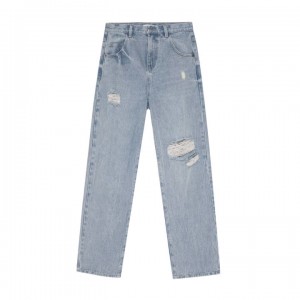 Summer new designer casual ripped straight leg jeans